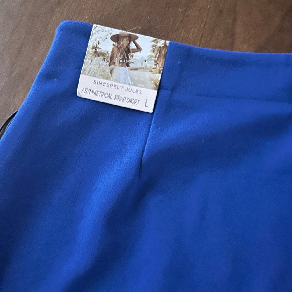 Sincerely Jules Blue Skort-Style Shorts with Wrap Front - Picture 4 of 7